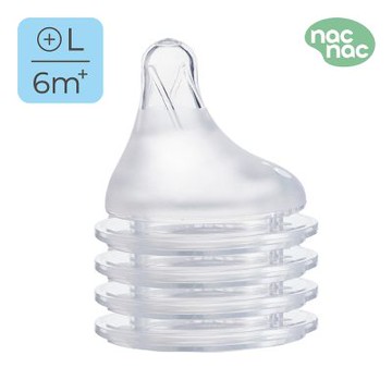 【nac nac】妍心35%乳感防脹氣寬口奶嘴-L 4入(6個月以上)