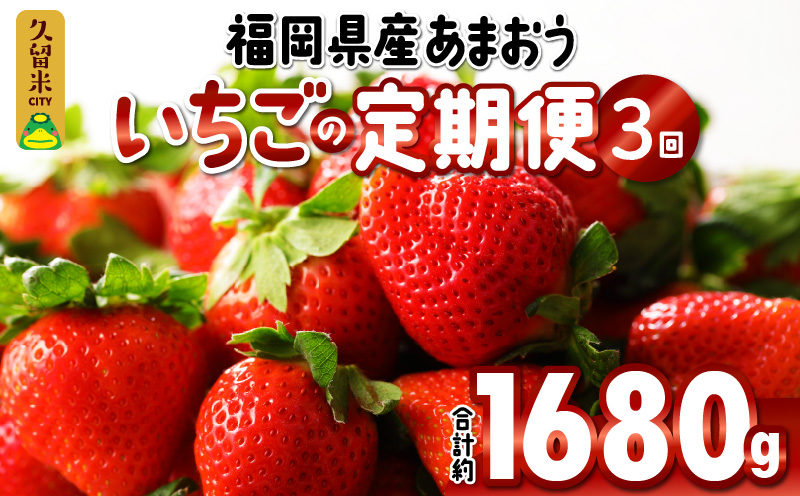 先行予約！『いちごの定期便』福岡県産　あまおう　合計約１６８０ｇ（約２８０ ｇ×２パックを２月３月４月の３回）　 ２０２４年２月より順次発送