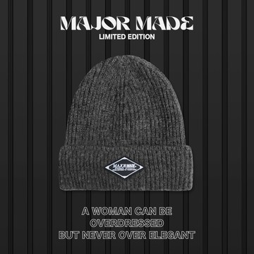 厚實羅紋膠章毛帽