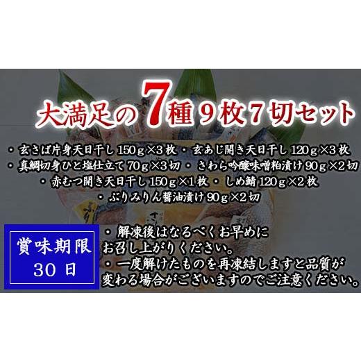 ふるさと納税 佐賀県 唐津市 目利きが選んだごちそう旬魚 7種9枚7切 セット あじ さば ぶり さわら 真鯛 赤むつ 干物 粕漬け しめ鯖 みりん醤油漬け 味噌漬け …