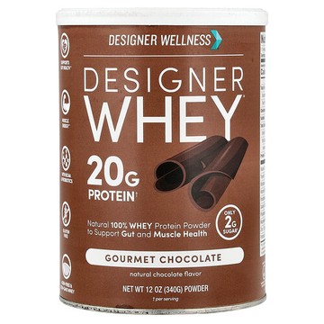 Designer Wellness, Designer Whey，天然全乳清蛋白質粉，美味巧克力，12 盎司（340 克）