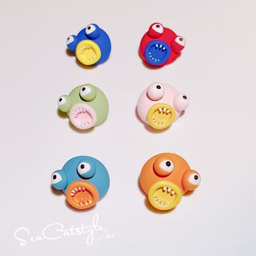 SEACAT韓國東大門圣誕節新年小怪獸立體撞色鬼馬耳釘女設計感耳環