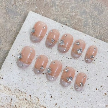 ✨Hannah✨純手工穿戴甲腮紅氛圍感法式蝴蝶輕奢感可拆卸可重複使用甲美甲師藝禾 CZUM