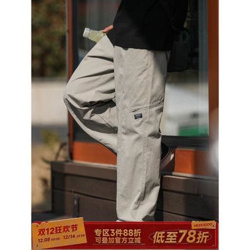 嘿馬七作美式復古夏季男款高街斜紋肌工裝褲潮牌寬松休閑長褲子