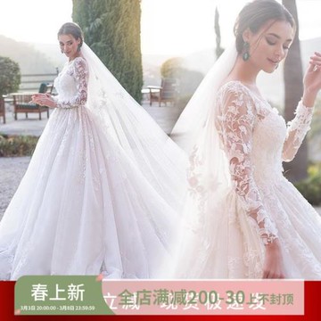 公主新娘法式大拖尾w6192蕾絲