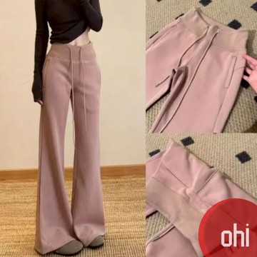 【ohi】 修身垂感拼接微喇叭衛褲 運動褲 休閒褲 長褲女 女生褲子 休閒長褲 女生長褲 長褲 女裝 GPY350