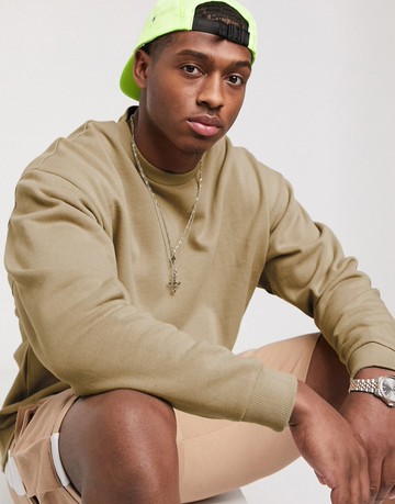 ASOS DESIGN oversized sweatshirt in beige-Neutral