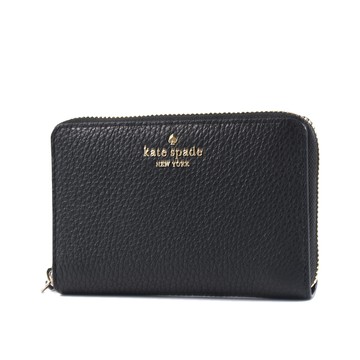 KATE SPADE Knott 鵝卵石紋拉鍊中夾-黑色