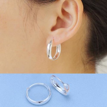 999純銀耳環女復古簡約光面耳圈中老年老人耳環送媽媽耳飾耳扣墜