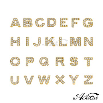 AchiCat．耳環．正白K．字母遊戲．英文字母．金色．單邊單個價格．G5138