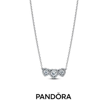 【Pandora官方直營】心心相印項鏈-45-925銀。生日禮物。情人節禮物