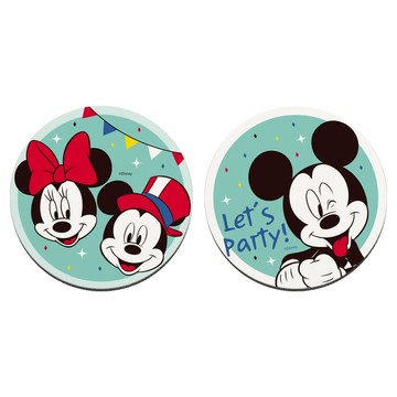 【Disney 迪士尼】軟式珪藻土吸水杯墊-派對系列 笑臉/圓 （2入/組） （10x10x0.5cm） _廠商直送