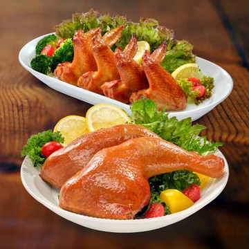 【洽富氣冷雞】星級嫩燻特價組(星級嫩燻腿x1包+星級嫩燻翅x1包)