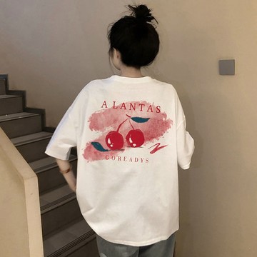 📣爆款推薦📣大碼女裝短袖T恤夏季新款設計感小衆寬鬆胖mm2-300斤櫻桃白色上衣 MC6M