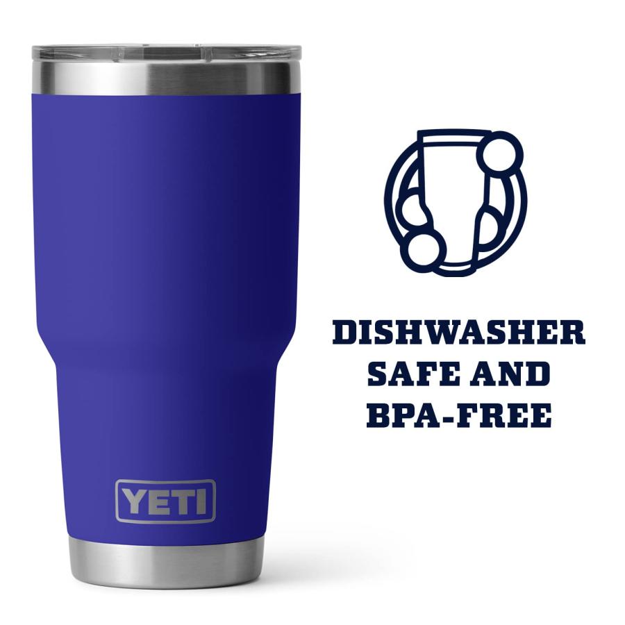 YETI Rambler 30オンス タンブラー マグスライダー蓋付き 真空断熱 ステンレス製、オフショアブルー