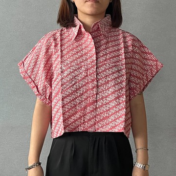 印尼蠟染可愛少女風短版襯衫 PUPUT - 粉紅帕朗 - PUP026