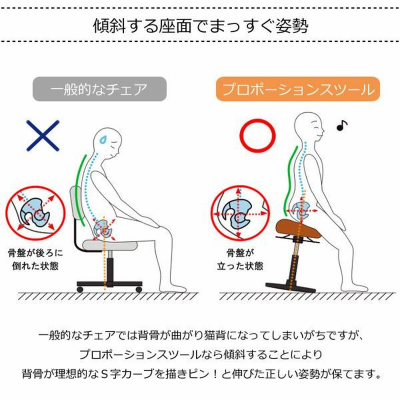 プロポーションスツール CH-800L ロータイプ バランスチェア ゆらゆら