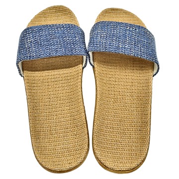 男款 素面亞麻拖鞋 透氣舒適 防滑安全  280mm  藍色  3雙