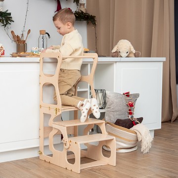 烏克蘭 Wood&Hearts - 2ways蒙式學習塔桌椅組-經典款