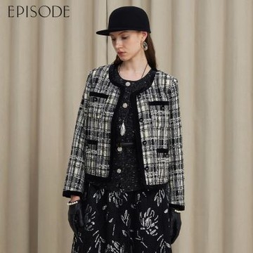 EPISODE - 精致感黑白格紋粗花呢小香風外套E54018