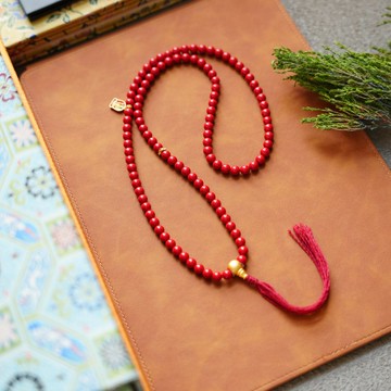 硃砂地藏佛珠 古法銀牌手作 輕奢佛珠鏈 質感高級隨身禮