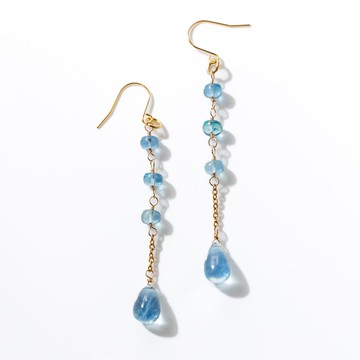 深藍海藍寶搖曳長耳環 透明感十足的天然石飾品