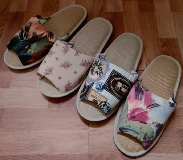 (e鞋院) MIT夏日風情亞麻舒適室內拖鞋