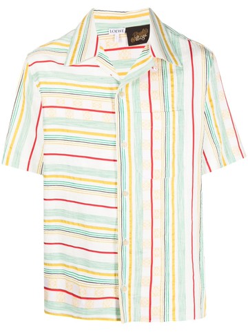 LOEWE - striped short-sleeve shirt - men - Linen/Flax/Cotton/Silk - 40 - White