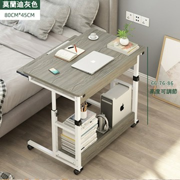 E家工廠 80公分移動升降電腦桌 邊桌 書桌 升降桌 108-KC（莫蘭迪灰色）