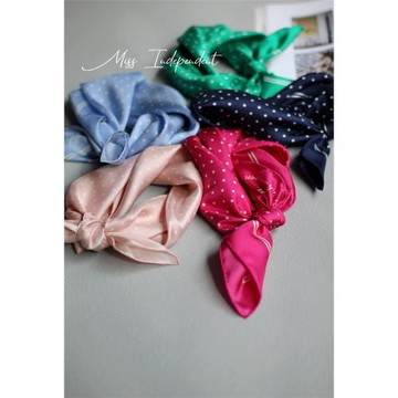 出口美國 RL波爾卡圓點真絲斜紋蠶絲巾小方巾圍巾領巾 手卷多色入