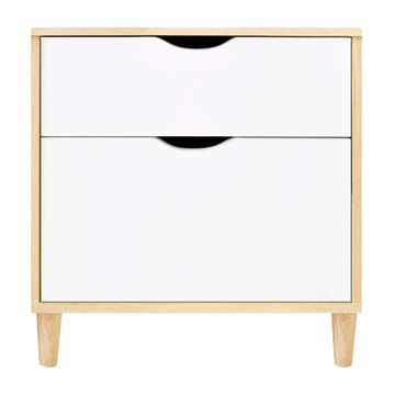 HOPMA 合馬家具 台灣製造 桌邊矮櫃 收納置物櫃 沙發邊櫃 雙層化妝櫃 床頭櫃 美背現代斗櫃  PC-B-SL201MPW-T  楓木配白  54cm  2抽  1個