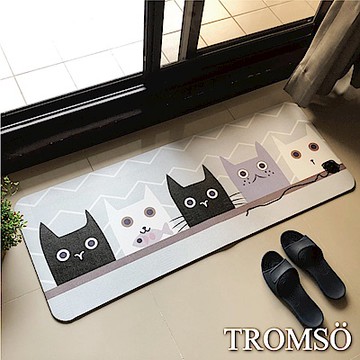 TROMSO廚房防油皮革地墊-K301可愛喵星人(買一送一加碼再送香氛包)