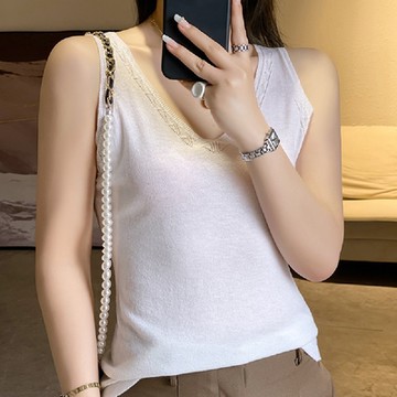 [巴黎精品] 現貨+預購 針織衫無袖背心毛衣女上衣V領內搭輕薄短款女上衣6色a1be20