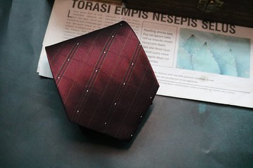 酒紅色大格紋領帶真絲學院風百搭necktie