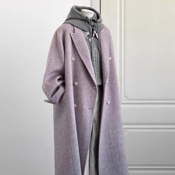 2025春秋季新款高級感小個子赫本風加厚中長款羊毛呢子大衣外套女