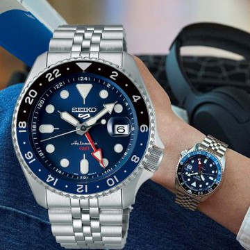 SEIKO 精工 5 Sports 系列 GMT 兩地時間機械腕錶-42.5mmˍSK040 4R34-00A0B.SSK003K1