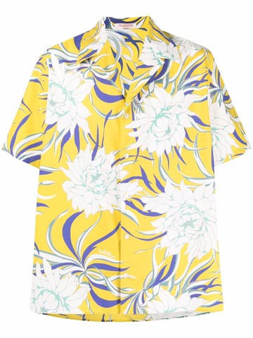 Valentino Garavani - graphic-print short-sleeve shirt - men - Cotton - 46 - Yellow