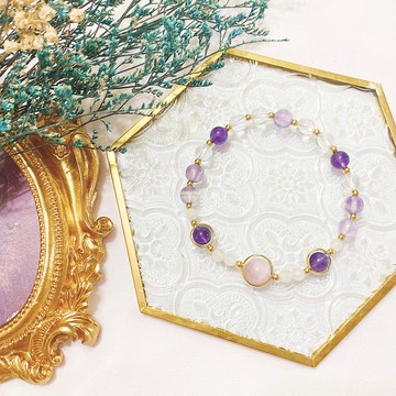 紫韻仙子 紫鋰輝 月光石 紫水晶 薰衣草紫水晶 白水晶 水晶手鍊