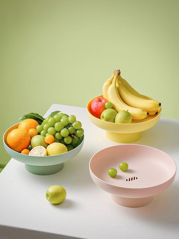 北歐風簡約高腳盤水果盤茶點盤托盤高腳碟家用塑料果盆前臺零食盒