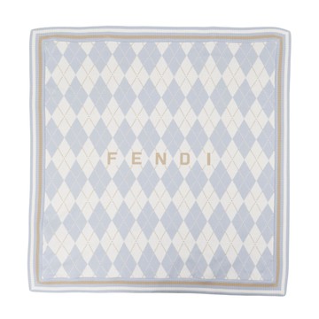 FENDI Kids 菱格紋寶寶藍毛毯