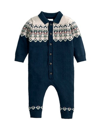 幾何花繡-針織連身兔裝12-18m