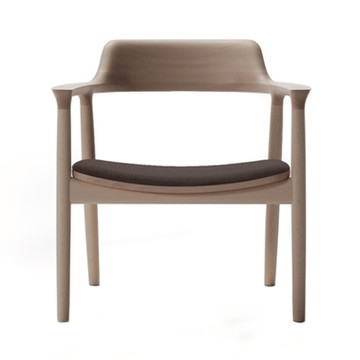 Hiroshima 廣島扶手主人椅（櫸木、深棕皮革）