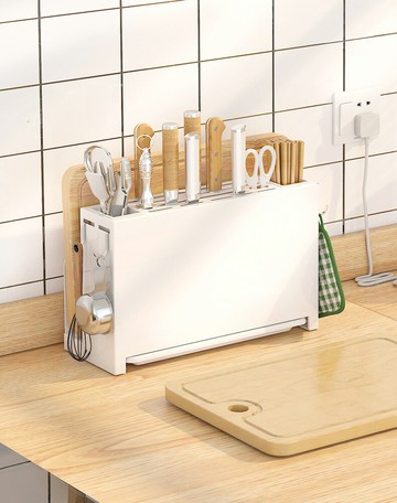 廚房臺面置物刀架筷子刀具筷子筒一體壁掛式砧板架筷籠菜板收納架