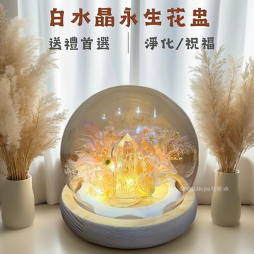 【能量淨化】白水晶永生花盅｜淨化 • 祝福  開運招財水晶 水晶擺飾 小禮物 淨化能量交換禮物 辦公室小物