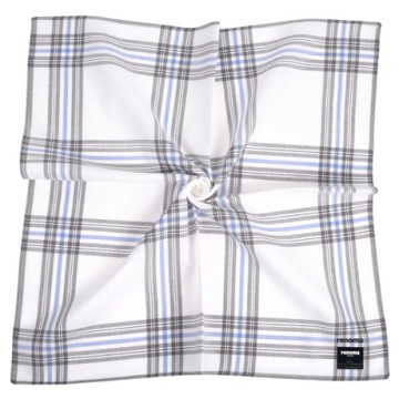 renoma 正格紋純綿紳士帕巾-白色