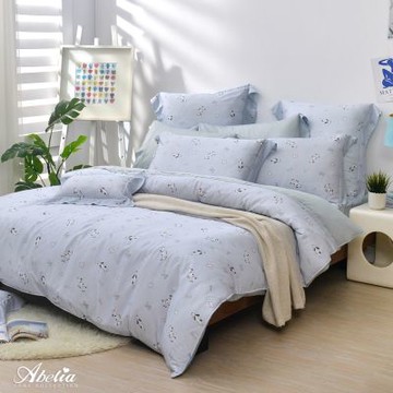 【Great Living格蕾寢飾】英國Abelia 萌犬出沒 單人600織天絲木漿纖維四件式兩用被床包組(單人包雙人被)