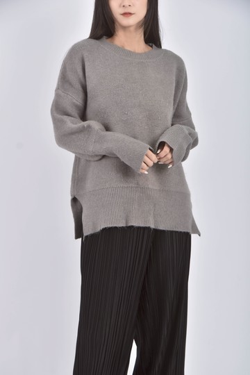 (F) queenshop質感針織圓領綠色長袖上衣