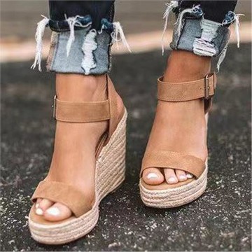 women wedge sandals summer high heel shoes big size 43女涼鞋