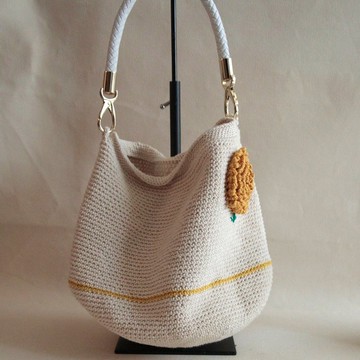 棉麻編織包 花色煙火繡球花 皮質提把單肩背包