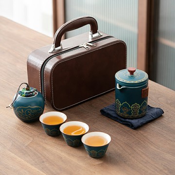 輕奢款古韻快客杯 套裝 陶瓷快客杯套装 隨身茶具組 旅行茶具組 功夫茶具 中式茶具 泡茶壺泡茶用品泡茶組 禮品 送禮